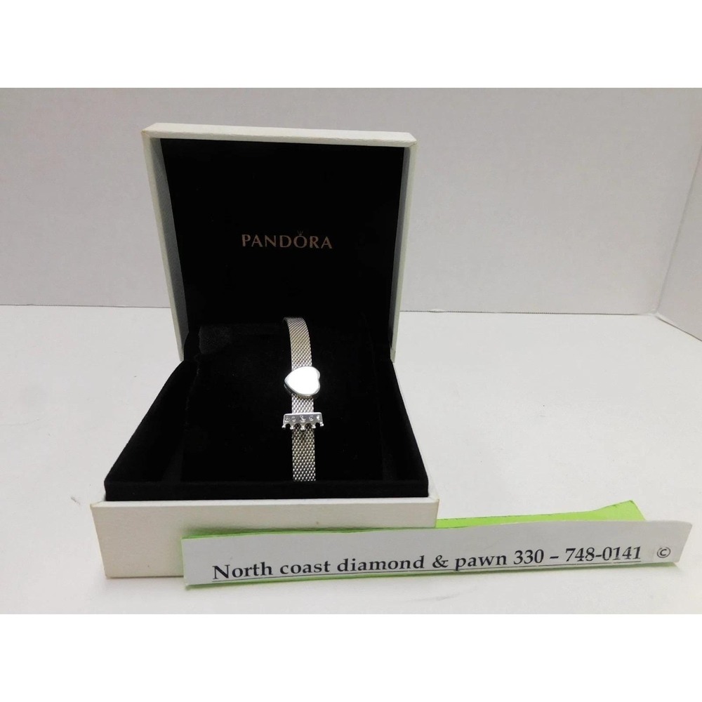 Pandora Reflexions Mesh Bracelet Sterling Silver Heart Crown Charms DW761